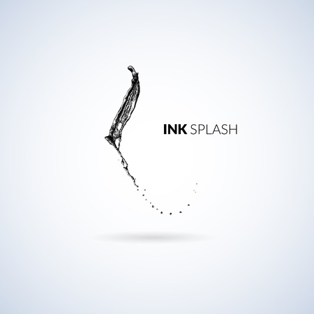 Black ink paint or oil splash isolated on white, vector background illustrationのイラスト素材