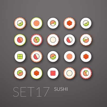Flat icons set 17 - sushi collectionのイラスト素材