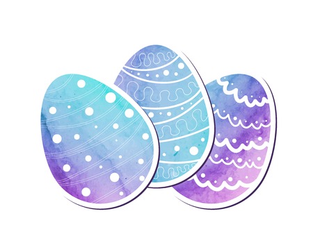 Easter eggs of watercolor texture, vector background cardのイラスト素材