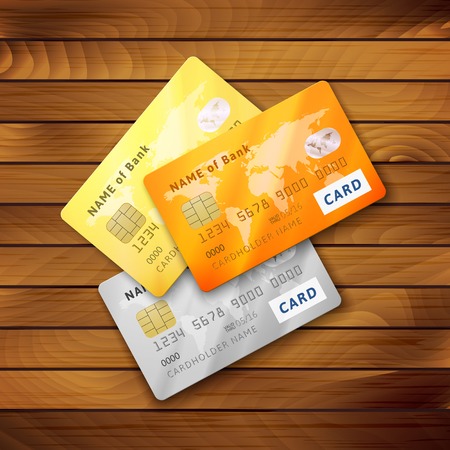 Set of detailed glossy credit cardsのイラスト素材
