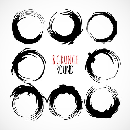 Set of vector grunge circle brush strokesのイラスト素材