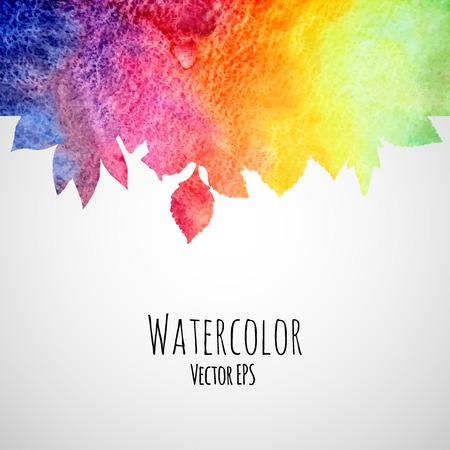 Abstract hand drawn watercolor texture background with leavesのイラスト素材