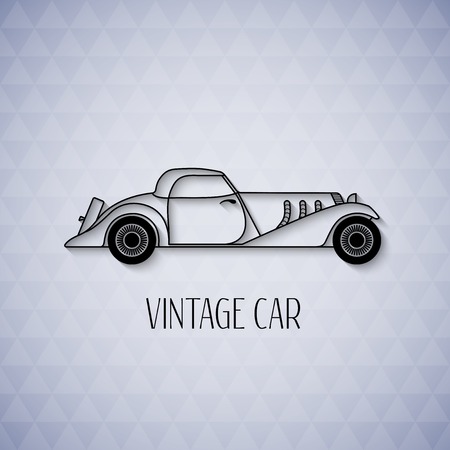 Retro cabriolet sport car, vintage outline styleのイラスト素材