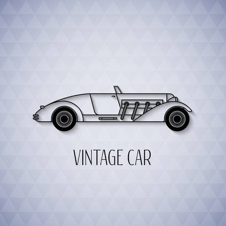 Retro cabriolet sport car, vintage outline styleのイラスト素材