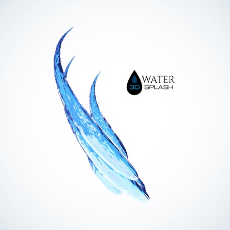Blue 3D water splash isolated on whiteのイラスト素材