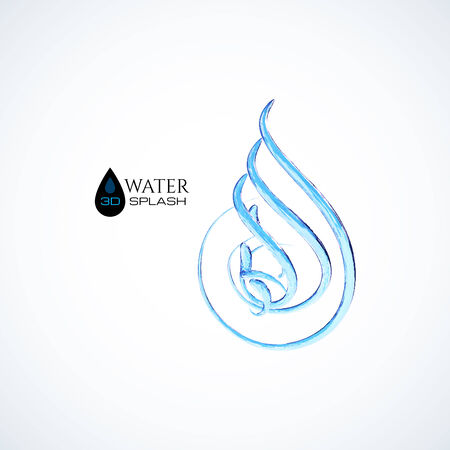 Blue 3D water splash isolated on whiteのイラスト素材