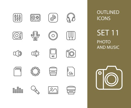 Outline icons thin flat design, modern line stroke styleのイラスト素材