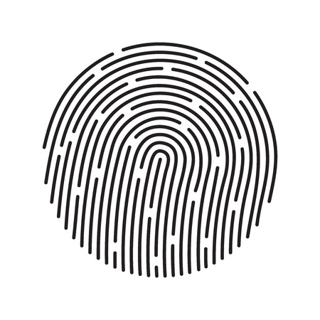 Fingerprint identification system, black symbol isolated on whiteのイラスト素材