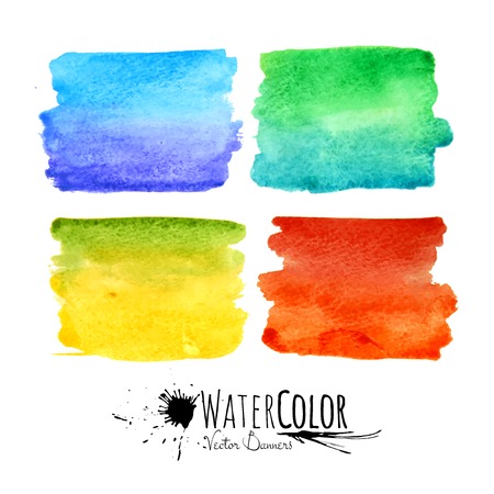 Watercolor textured paint stains colorful setのイラスト素材