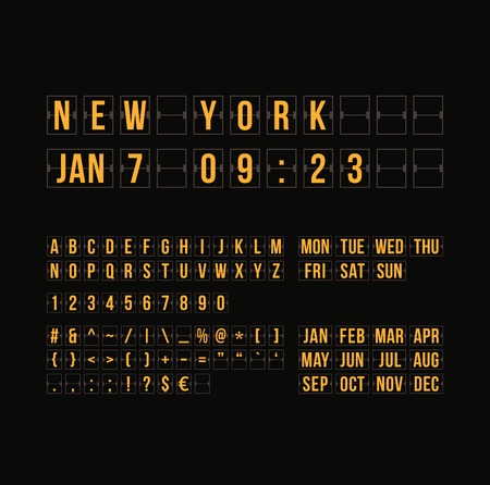 Outline countdown timer and date, flat calendar scoreboardのイラスト素材