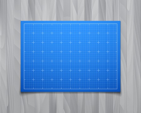Blue isolated square grid with shadow isolated on wood textureのイラスト素材
