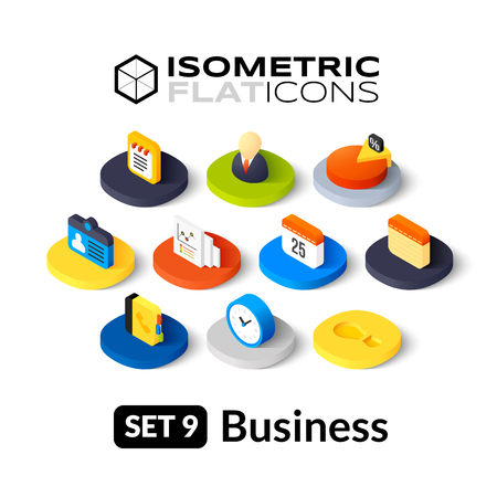 Isometric flat icons, 3D pictograms vector set 9 - Business symbol collectionのイラスト素材