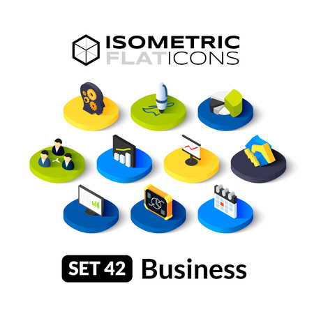 Isometric flat icons, 3D pictograms vector set 42 - Business symbol collectionのイラスト素材