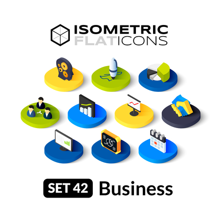 Isometric flat icons, 3D pictograms vector set 42 - Business symbol collection