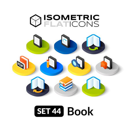 Isometric flat icons, 3D pictograms vector set 44 - Book symbol collectionのイラスト素材