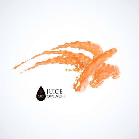 Orange 3D juice splash isolated on white, vector backgroundのイラスト素材