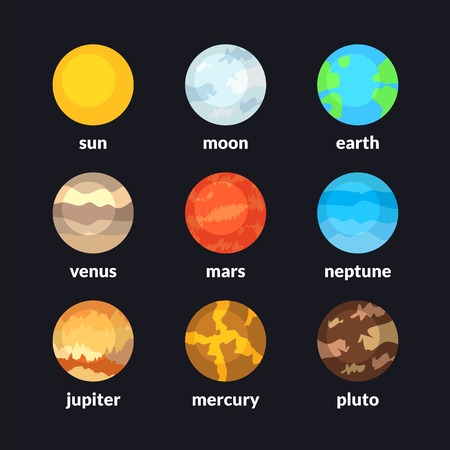 Planets of solar system, vector icons setのイラスト素材