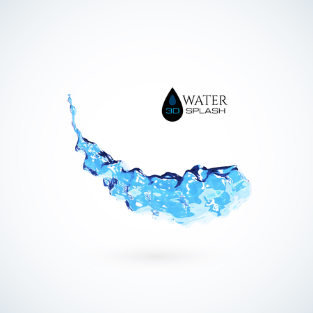 Blue 3D water splash isolated on white, vector backgroundのイラスト素材