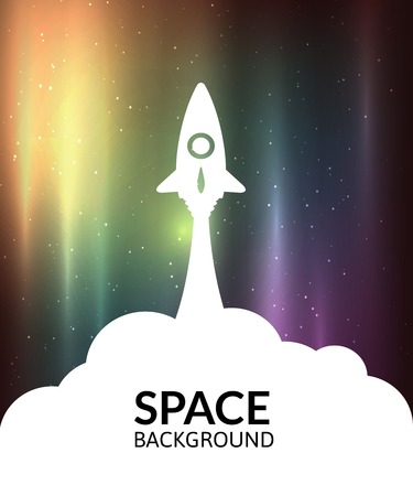 Yellow rocket and white cloud, icon in flat style, conceptual of start up new business project, take off of a business or project or extraterrestrial travel vector illustrationのイラスト素材