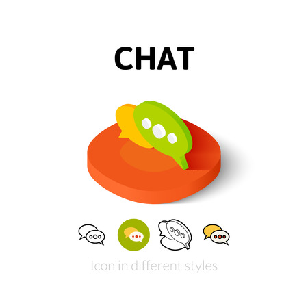 Chat icon, vector symbol in flat, outline and isometric styleのイラスト素材