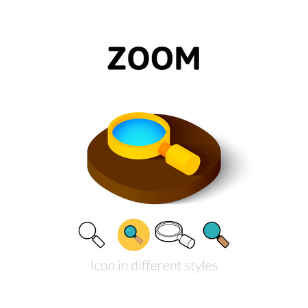 Zoom icon, vector symbol in flat, outline and isometric styleのイラスト素材