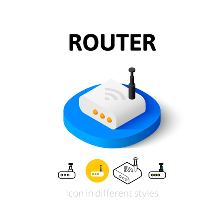 Router icon, vector symbol in flat, outline and isometric styleのイラスト素材