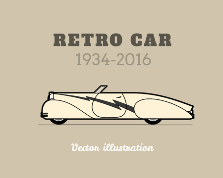 Retro cabriolet sport car vintage collection, classic garage sign, vector illustration background, can be used for design, infographicsのイラスト素材