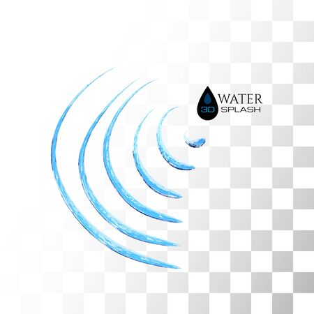 Blue 3D water splash isolated on white, vector backgroundのイラスト素材