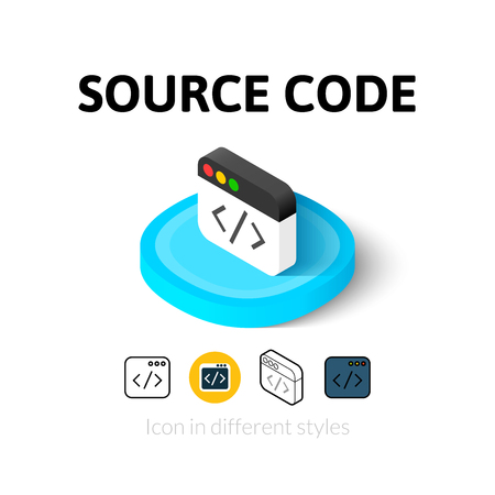 Source code icon, vector symbol in flat, outline and isometric styleのイラスト素材