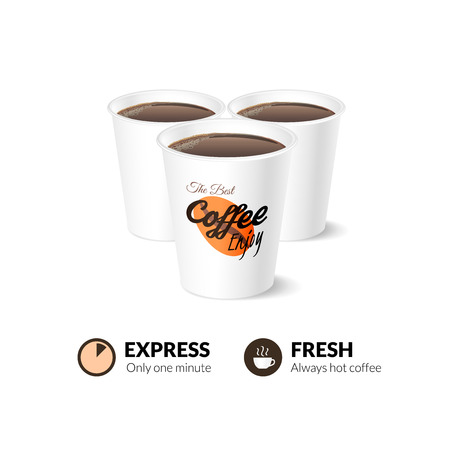 Disposable coffee cup isolated on white background, vector illustrationのイラスト素材
