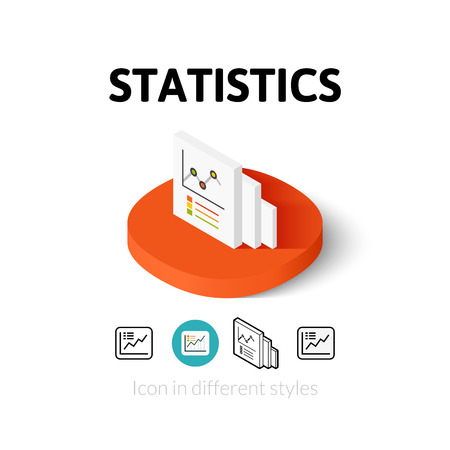 Statistics icon, vector symbol in flat, outline and isometric styleのイラスト素材