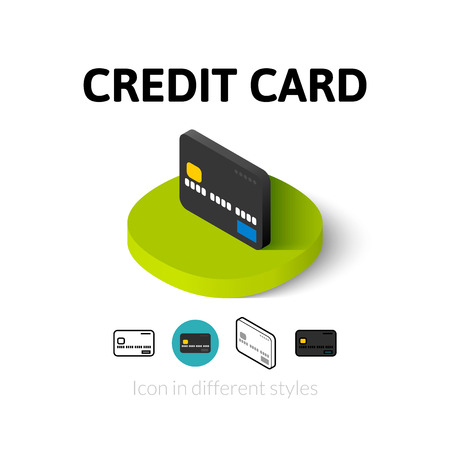 Credit card icon, vector symbol in flat, outline and isometric styleのイラスト素材