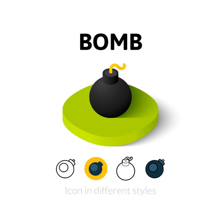 Bomb icon, vector symbol in flat, outline and isometric styleのイラスト素材