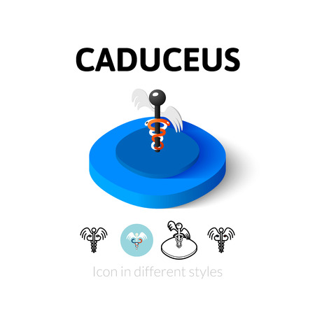 Caduceus icon, vector symbol in flat, outline and isometric styleのイラスト素材