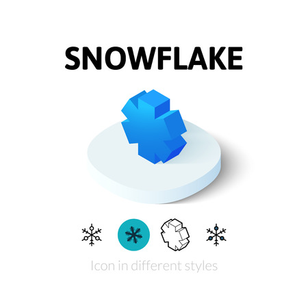 Snowflake icon, vector symbol in flat, outline and isometric styleのイラスト素材