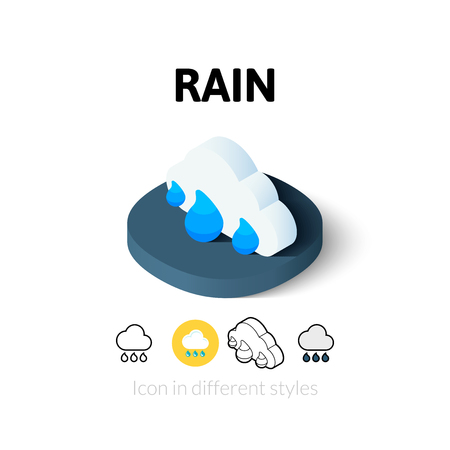 Rain icon, vector symbol in flat, outline and isometric styleのイラスト素材