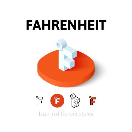 Fahrenheit icon, vector symbol in flat, outline and isometric styleのイラスト素材