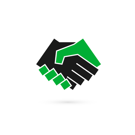 Handshake abstract logo vector design template, business creative concept, cooperation symbol icon, corporate financial signのイラスト素材
