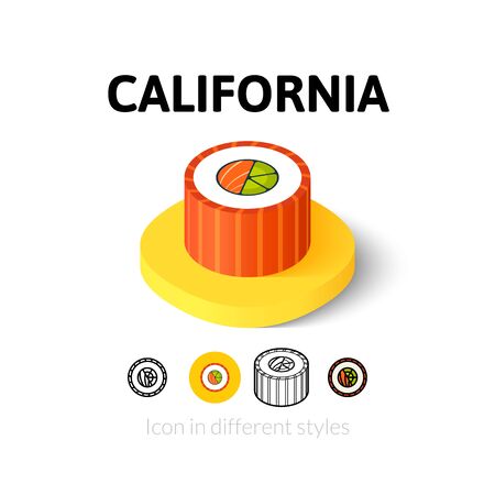 California icon, vector symbol in flat, outline and isometric styleのイラスト素材