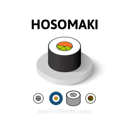 Hosomaki icon, vector symbol in flat, outline and isometric styleのイラスト素材