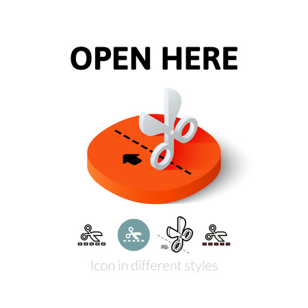 Open here icon, vector symbol in flat, outline and isometric styleのイラスト素材
