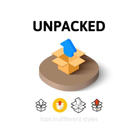 Unpacked icon, vector symbol in flat, outline and isometric styleのイラスト素材