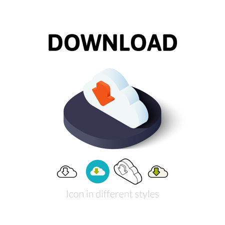 Download icon, vector symbol in flat, outline and isometric styleのイラスト素材