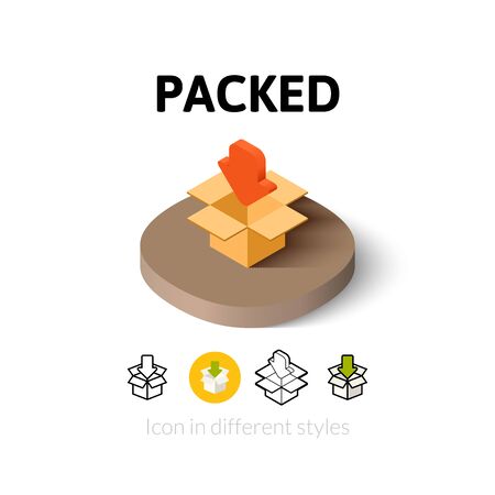 Packed icon, vector symbol in flat, outline and isometric styleのイラスト素材