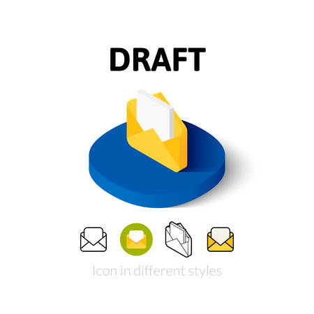 Draft icon, vector symbol in flat, outline and isometric styleのイラスト素材