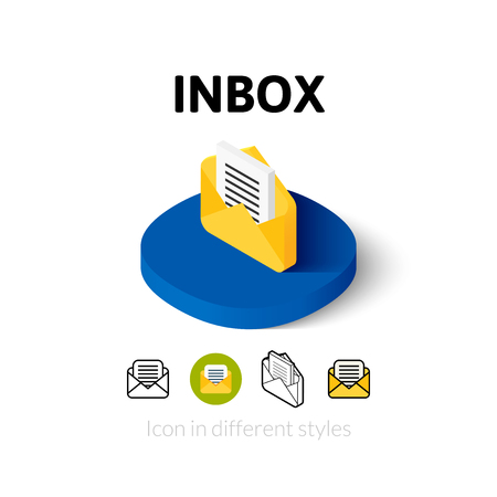 Inbox icon, vector symbol in flat, outline and isometric styleのイラスト素材