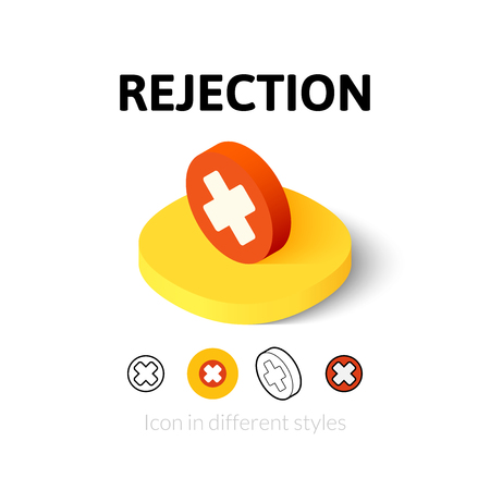 Rejection icon, vector symbol in flat, outline and isometric styleのイラスト素材