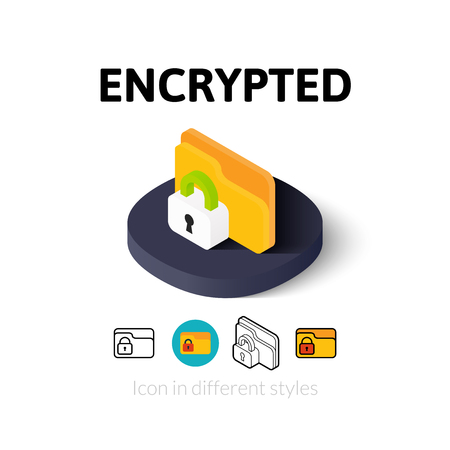 Encrypted icon, vector symbol in flat, outline and isometric styleのイラスト素材