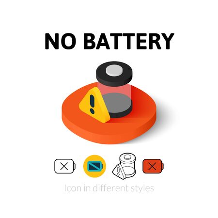 No battery icon, vector symbol in flat, outline and isometric styleのイラスト素材