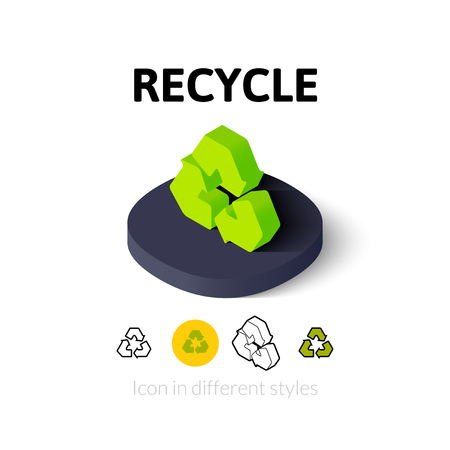 Recycle icon, vector symbol in flat, outline and isometric styleのイラスト素材